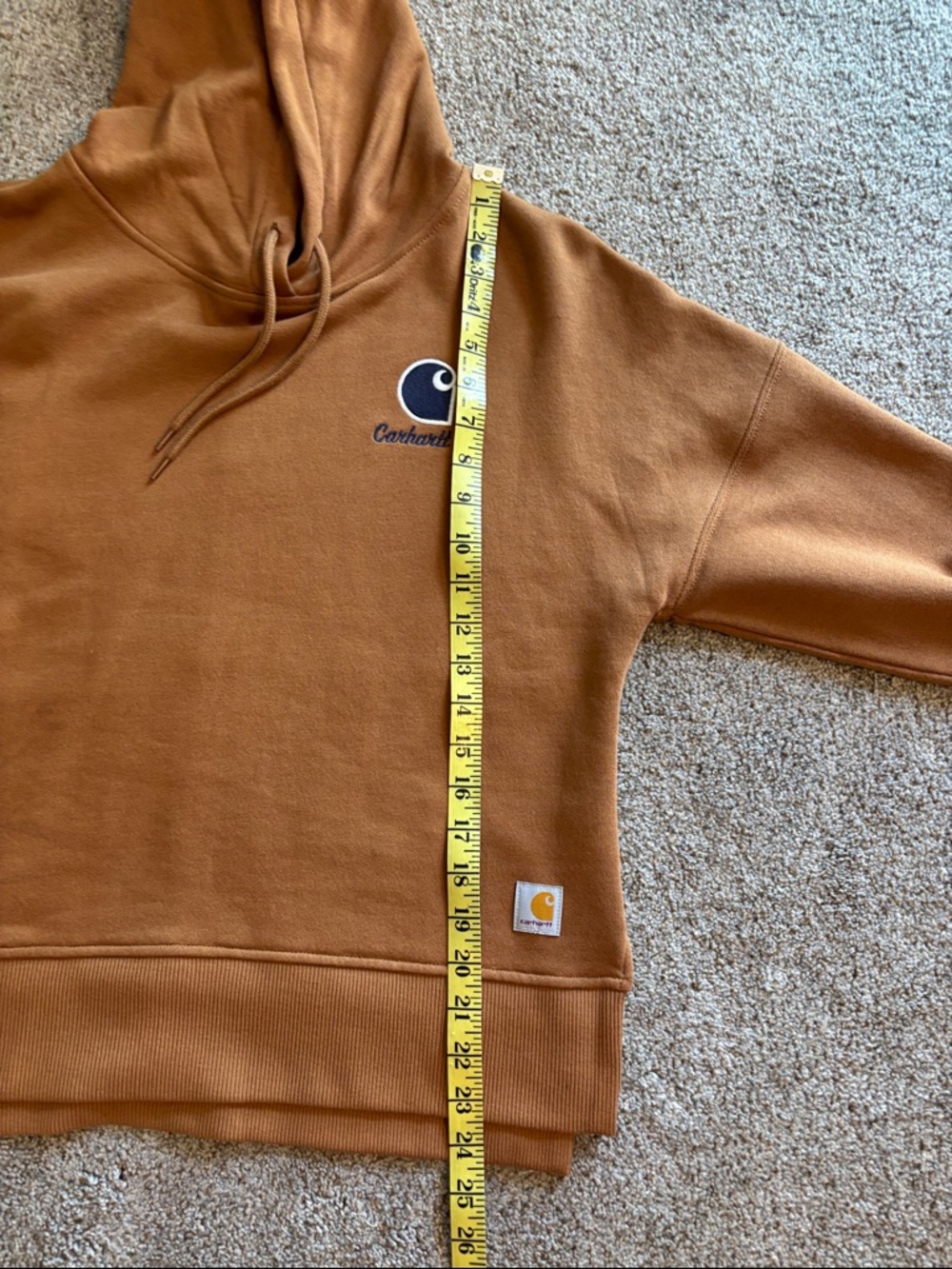 Carhartt Loose fit Caramel Brown Pullover Hoodie with Chest Logo - Picture 6 of 7